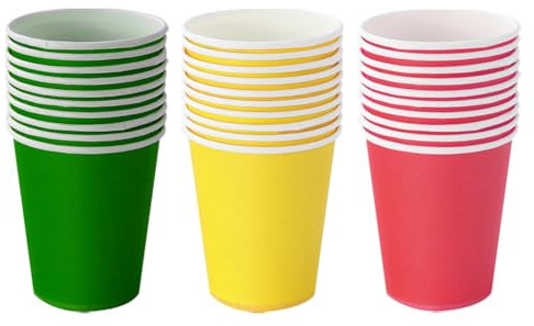 JIHUOO 60 Pcs Christmas Paper Cups Holiday Drinking Cups Party Favor Cups Small Colored Paper Cups Cold Beverage Cups Hot Drinks Cups Xmas Party Supplies Red Green and Yellow, ZSN2592SGY(60)