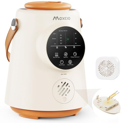 Maxcio Humidificateur et Diffuseur Huiles Essentielles, 2.5L Cool Mist Top-Fill Humidifier, 25H Humidificateur Écran tactile extra large avec Poignée de Transport, 23dB Silencieux, 7 Color Light
