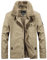 Gefütterte Jacke Herren Einfarbig Kältejacke Herren Slim Fit Urban Outdoorjacke Herren Mehrere Taschen Revers Langarm Jacke Reißverschlussleiste Herren B-Khaki 3XL