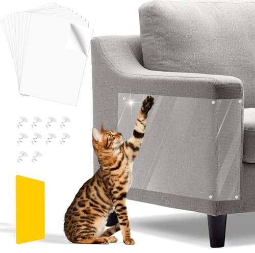 QKURT 10 Stück Kratzschutzband für Katzen, Anti-Kratz-Möbelschutz, Selbstklebender für Sofa, Tür, Wände, Matratze, Autositz
