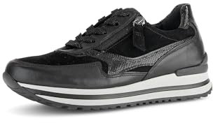 Gabor Damen Low-Top Sneaker, Frauen Halbschuhe,Komfortable Mehrweite (H),Freizeitschuhe,Laufschuhe,schnürschuhe,schwarz,38 EU / 5 UK