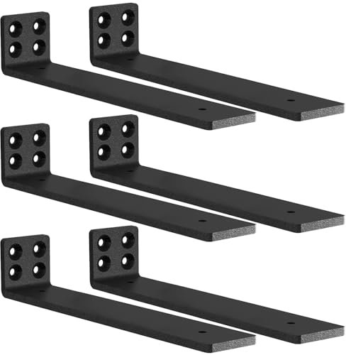 MLOQI 6 stück Regalhalterung Schwarz Regalwinkel Schwerlast, Regalwinkel Schwarz Metall, Wandhalterung Winkel regal 0,5 cm Dick 30 cm