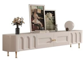 IMEITE Entertainment Center Creative TV Cabinet Solid Wood Home Modern Simple Cream Style TV Cabinet Living Room Entertainment Center Sideboard Tv Stands For Living Room