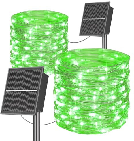 SOLARBABY Solar Lichterkette Aussen,2×20M 200 LED Solarlichterkette Außen Wetterfest, 8 Modi IP65 Wasserdicht Weihnachtsdeko Lichterkette, Weihnachtsbeleuchtung Außen für Balkon Garten Party Deko-Grün