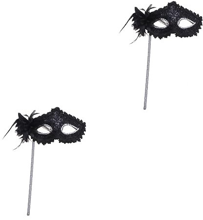 SHERCHPRY 2st Party-maske Gesicht Halloween-maske Maskerade-maske Für Frauen Auf Stock Maskerademaske Für Männer Halloween Auf Stock Schwarze Augenmaske Maskerademaske Mit Stock Masken