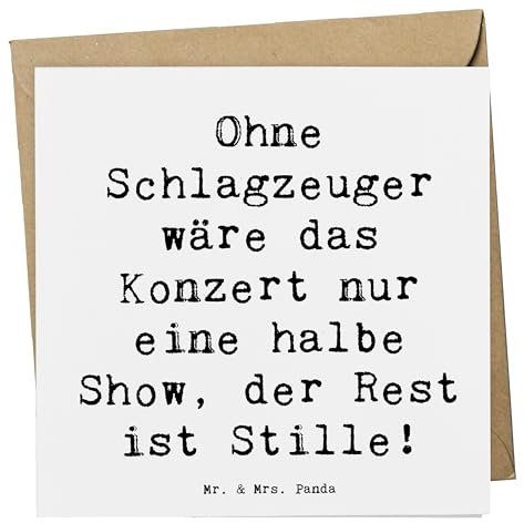 Mr. & Mrs. Panda Grußkarte Spruch Schlagzeug Konzert - Geschenk, Band, Glückwunschkarte, faltkarte, Lernen, Klappkarte, Instrument, Beats, doppelkarte, Musiker, Musik, anlasskarte, Musikinstrument