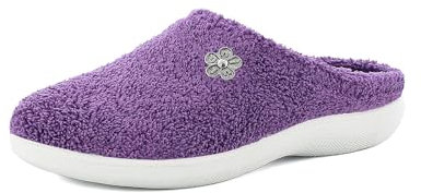 inblu Pantofole Donna in Spugna con Applicazione a Forma di Fiorellino, Suola Poliuretanica, Viola, 38 EU