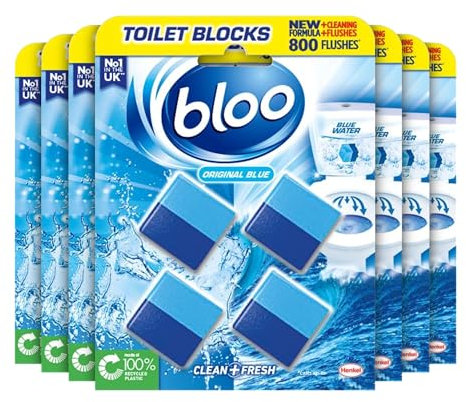Bloo 2in1 In-Cistern Toilet Blocks Original 4 x 7 Limescale Remover Cistern, Cleaner with Cleaning and Foaming Action, Fresheners