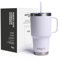 Product Armor 30oz / 900ml Premium 18/8 Stainless Steel Tumbler with Leak Proof lid and Straw - Iced Coffee, Hot Drinks, Travel Mug (Ice White)