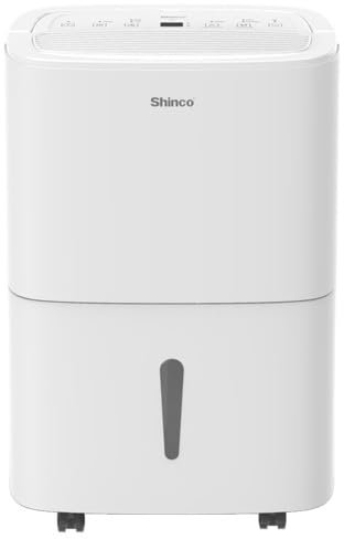 SHINCO Mobile 30L/Day Smart Dehumidifier & Air Purifier with Activated Carbon Filter, 24 Hour Timer, Continuous Drain, Removes Excess Moisture in Large Houses