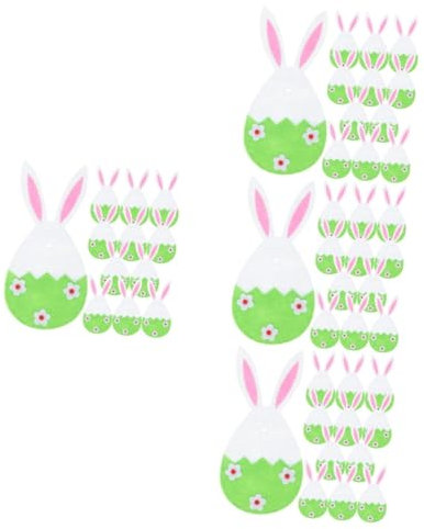 Amosfun 48 Stk Bestecktasche mit Hasenkopf Besteckhalter Bestecktaschen Gabelverpackungsbeutel Hasengabel Taschen Grußkartentasche Besteckbeutel in Hasenform Gastgeschenke Vlies Green