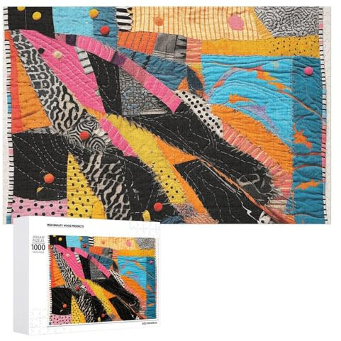 Puzzle mit 1000 Teilen, buntes Quilt-Puzzle, personalisiertes Puzzle für Erwachsene, Holzpuzzle, individuelle Puzzles aus Fotos, Bildpuzzle, klassisches Puzzle für Hochzeit, Geburtstag, Valentinstag