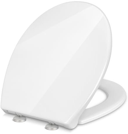 YOTOREE Tapa WC en Forma de O, Plástico Asiento de Inodoro de Cierre Suave, Tapa Inodoro con Liberación Rápida, Tapadera WC con Bisagras Ajustables, Tapa Vater con Soporte de 150KG