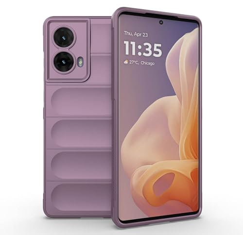 ILING Funda para Motorola Moto G85 5G, Diseño de Suave Silicona en Wave Pattern y Antigolpes Airbag, Carcasa Protectora Ultradelgado Mate TPU Bumper Cubierta (Púrpura Ligera)