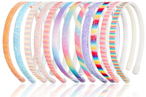 12 Pezzi Cerchietto per Capelli con Glitter, Cerchietti Bambina Cerchietti con Denti Cerchietti per Bambina in Plastica Accessori per Capelli per Bambine e Ragazze (12 colori)