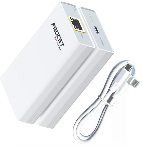 PROCET Gigabit PoE to USB C Converter up to 60W RJ45 to Type C Power Supply with Ethernet Adapter for Tablet, iPad, Laptop, Home Assistant, Weather Sensor, Monitor, WebCam, Wireless AP