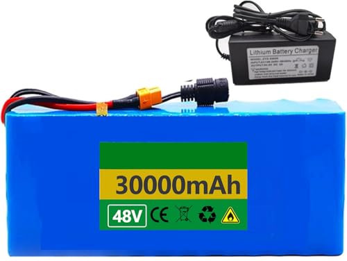 Batterie au Lithium 36V 48V 8Ah 10Ah 12Ah 15Ah 18Ah 20Ah 25Ah pour vélo électrique 36V 48V Batterie au Lithium-ION Haute Puissance avec Chargeur pour 200W 500W 1000W 36V 12AH,XT60