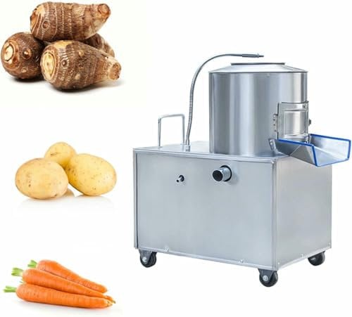 Commercial Potato Peeler, 500 Kg/h, 3000 W, Electric, Stainless Steel, to Wash Vegetables and Fruits, with 360 ° Nozzle, Easy to Clean, for Potatoes, Carrots, Ginger, Taro and Bonia