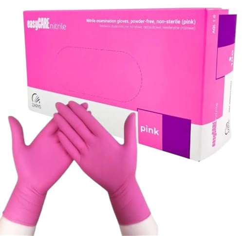 BEAUTIONA Nitrilhandschuhe puderfrei 100 Stück/Box, Rosa Einweghandschuhe, latexfreie Einmalhandschuhe S, reißfest & hautfreundlich, Handschuhe in Gr. XS, S, M, L verfügbar