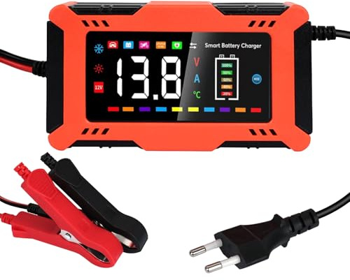 Chargeur Batterie Voitures Moto 12V 6A, Maintien de Charge Batterie | Intelligent en 9 étapes avec Réparation Automatique, pour Camion AGM Gel SLA Start/Stop Plomb-acide Lifepo4 (4Ah-100Ah)