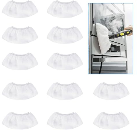 VEGCOO 12 Pack Universal Steam Mop Replacement Pads, Microfibre Mop Cleaning Cloths, Handheld Steam Cleaner Replacement Cloths, Washable Mop Pads Steam Cleaner Accessories