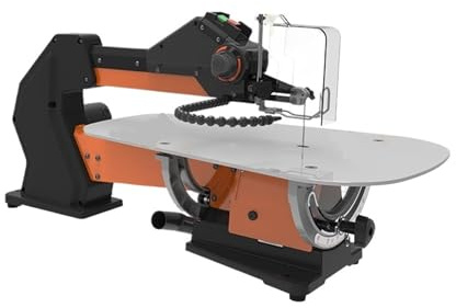 Portable Table Saw, Variable Speed Parallel Arm Scroll Saw with Extra-Large Dual-Bevel Steel Table, Black Orange,for DIY Furniture Making Woodworking