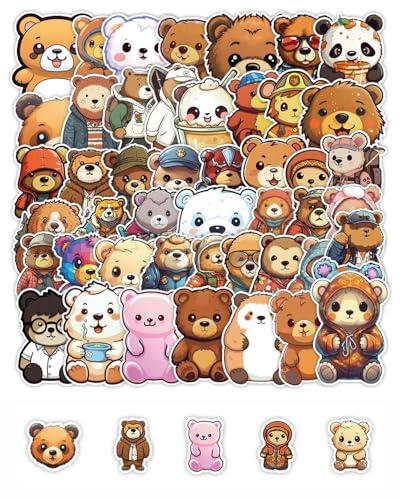 QLEUIFT 50 Stück Cartoon-Bär Aufkleber, Pack Rote Panda Sticker Set Wasserdichte Vinyl Sticker für Laptop Kinder Autos Motorrad Fahrrad Skateboard Gepäck Koffer Computer Aufkleber Graffiti Decal
