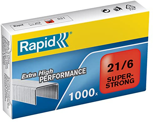 Rapid Heftklammern (21/6 mm, Super Strong, verzinkt) 1000 Stück