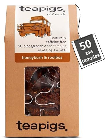 Teapigs Honeybush & Rooibos Tea - Naturally Caffeine-Free South African Herbal Tea - Whole Leaf Red Bush & Honeybush Blend - 50 Biodegradable Tea Temples (1 Pack)