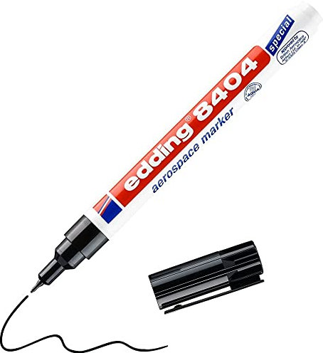 edding 8404 Aerospace Marker - schwarz - Rundspitze 0,75 mm - für korrosionsarme & halogenarme Beschriftungen fast aller Materialien, resistent gegen Lösungsmittel und Lacke