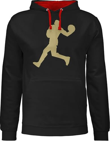 Pullover Herren Frauen Hoodie Kontrast zweifarbig - Basketball Trikot Ersatz Training - Basketballer Gold - XL - Schwarz/Rot - basketballspiel pulli hoddies pullis hudis herrenpullis hoody hoodies