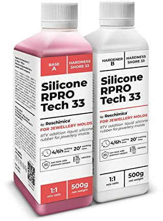 Silikon Kautschuk 1:1 R PRO TECH 33, Dubliersilikon mittelhart I Zinnguss Bleiguss, hitzebeständig, Abformsilikon (1 kg)