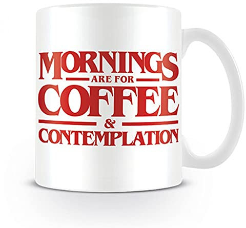 1art1 Stranger Things, Vormittage Sind Für Kaffee Und Kontemplation Foto-Tasse Kaffeetasse (9x8 cm) + 1x Überraschungs-Sticker