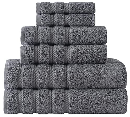 Towels Beyond Klassische türkische Handtücher Badetuch Set – komplettes Badezimmerset mit großem Badetuch enthalten – Hergestellt aus 100% türkischer Baumwolle 8 Piece Set grau