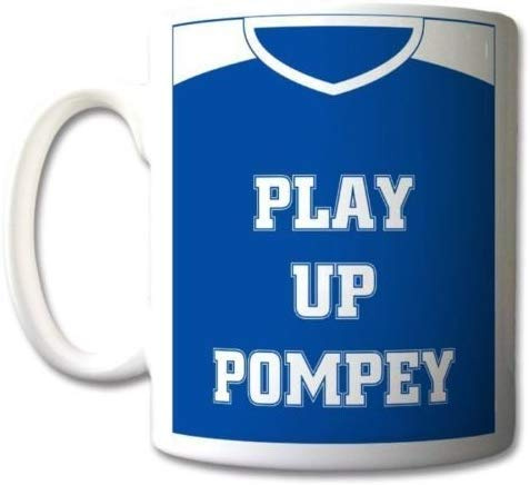 Novelty MUG ≈ PLAY UP POMPEY ≈ gift suitable for portsmouth football club fan featuring a team shirt/kit inspired design - supporter mugs