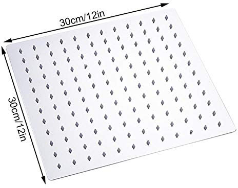 12/10/8/6/4 inch Rainfall Shower Head Stainless Steel Ultra-Thin Shower Heads Chrome Finish Round & Square Rain Shower,30cm 12in Square,United States