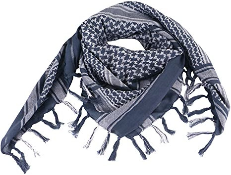 FOCUHUNTER Shemagh Military Tactical Desert Keffiyeh Schal - Kopf-Hals-Tuch Aus Baumwolle 43x43 Zoll - Bunter Arabischer Wrap Mit Quaste für Männer & Frauen (Grau)