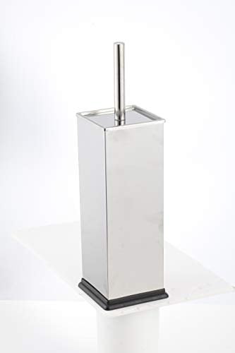 Optimal Products 5L Pedal Bin Slim Lid Soft Close Brush Holder Home Office Waste Paper Dustbin (SILVER BRUSH ONLY)