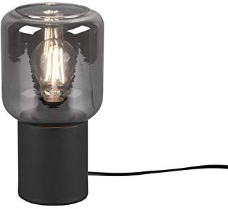 Kleine Tischleuchte 24cm Schwarz mit Rauchglas Schirm