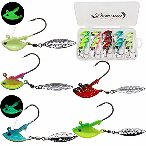 Dovesun Jig Spinner Set Underspin Angelzubehör Set Spinnerbait mit Weidenklinge Blinker Angeln Gemischt 14g(1/2oz) 15Stück