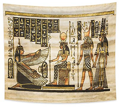 YONGFOTO 150x130cm Antikes Ägypten Tapisserie Pharao Gott Horus Hieroglyphen Papyrus Symbol Alte Zivilisation Wandbehang Tapisserien für Heim Wand-Dekor Tischdecke Decke
