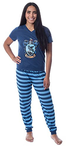 Harry Potter Hogwarts-Hauswappen-Jogging-Pyjama-Set für Damen, alle Häuser, Ravenclaw, XXL