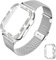 DABAOZA Compatible con Apple Watch Band de 45 mm con caja de la serie 7, correa de malla de acero inoxidable de repuesto para mujeres con marco protector brillante para iWatch Series 7 (plata, 45 mm)