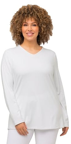 Ulla Popken Damen Ski-Funktionsshirt, Loop T-Shirt, schneeweiß, 46-48
