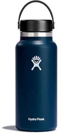 HYDRO FLASK - Trinkflasche 946ml (32oz) - Isolierte Wasserflasche aus Edelstahl - Sportflasche mit auslaufsicherem Flex Cap-Deckel & Gurt - Thermoflasche Spülmaschinenfest - Größe Öffnung - Indigo
