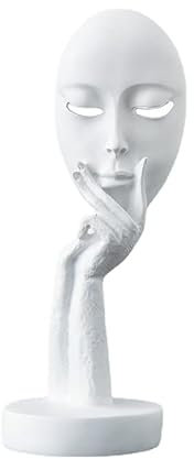 Harz Denker Statue schwarz abstrakt Gesicht Skulptur Moderne Maske Ornamente Sammelfiguren Kunst Büro Tisch Schreibtisch Bücherregal Dekor Heimdekoration (weiß, klein)
