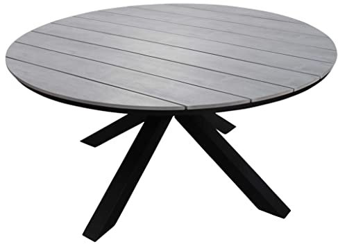 4 jahreszeiten gartenmobel Runder Gartentisch Limasol ø 120 cm | Polywood & Aluminium | Grau