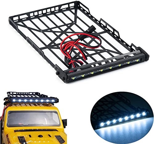 ZuoLan 1/24 RC Dachträger Gepäckträger mit LED Lichtleiste für Axial SCX24 90081 AXI0002 RC Crawler Auto