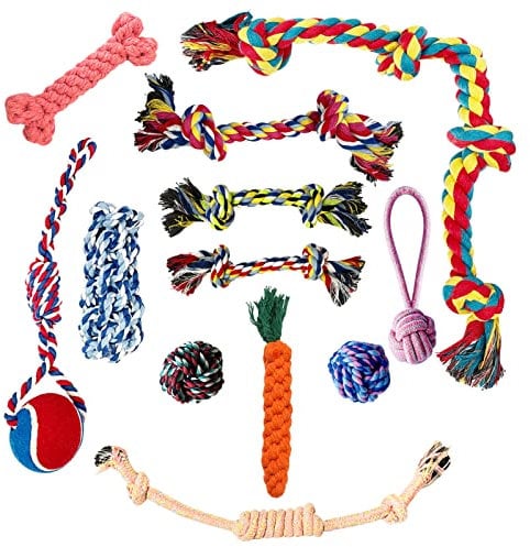 SHCNSJC Dog Toys Puppy Teething Rope Chew Toy for Small Dogs Indestructible for Boredom Interactive Large Tough Ball On A Ropes Medium & Small Chew Toy