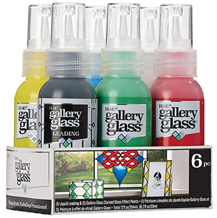 Plaid, Basic Gallery Lot de 6 peintures en verre pour travaux manuels et travaux manuels, parfait pour les débutants et les artistes